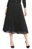 Lucy Paris Clothing Madison Textured Pleated Skirt Style SK4372 in Black; Black Pleated Midi Skirt