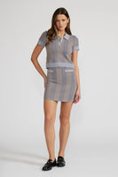 Lucy Paris Clothing Minnie Knit Skirt Style SW1023 in Blue Multi; Geometric Print Fall Knit Mini Skirt; 
