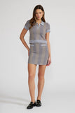 Lucy Paris Clothing Minnie Knit Skirt Style SW1023 in Blue Multi; Geometric Print Fall Knit Mini Skirt; 