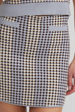 Lucy Paris Clothing Minnie Knit Skirt Style SW1023 in Blue Multi; Geometric Print Fall Knit Mini Skirt; 