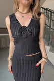 Lucy Paris Clothing Nara Rpsette Crochet Top Style SW3923 in Black; 
