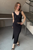 Lucy Paris Clothing Nara Rpsette Crochet Top Style SW3923 in Black; 