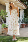 Lucy Paris Clothing Olive Tiered Dress Style DR3666 in Ivory Floral;Tierd Floral Summer Dress; 