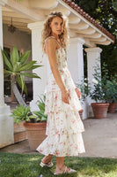 Lucy Paris Clothing Olive Tiered Dress Style DR3666 in Ivory Floral;Tierd Floral Summer Dress; 