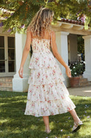 Lucy Paris Clothing Olive Tiered Dress Style DR3666 in Ivory Floral;Tierd Floral Summer Dress; 