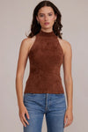 Lucy Paris Clothing Satu Halter Top Style SW2762 in Brown;KNit Halter Top; 