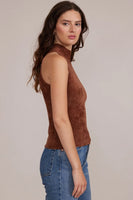 Lucy Paris Clothing Satu Halter Top Style SW2762 in Brown;KNit Halter Top; 