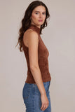 Lucy Paris Clothing Satu Halter Top Style SW2762 in Brown;KNit Halter Top; 
