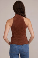Lucy Paris Clothing Satu Halter Top Style SW2762 in Brown;KNit Halter Top; 