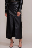 Lucy paris Clothing Danica Skirt Style SK2810 in Black;Faux Leather Midi Skirt;Faux Leather Midi skirt