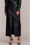 Lucy paris Clothing Danica Skirt Style SK2810 in Black;Faux Leather Midi Skirt;Faux Leather Midi skirt