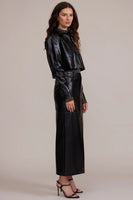 Lucy paris Clothing Danica Skirt Style SK2810 in Black;Faux Leather Midi Skirt;Faux Leather Midi skirt