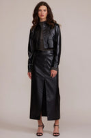 Lucy paris Clothing Danica Skirt Style SK2810 in Black;Faux Leather Midi Skirt;Faux Leather Midi skirt
