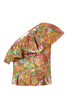 MArie Oliver Mccauley Top Style 1M13-138-211B in Tahiti;Tropical Print One Shoulder Top; 