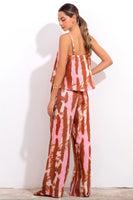 Maria la Paz Teresa Pant Style V25ML0234 in Rose Batik Linen;Printed Summer Linen Pant; 