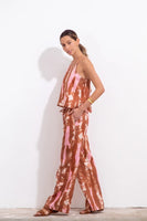Maria la Paz Teresa Pant Style V25ML0234 in Rose Batik Linen;Printed Summer Linen Pant; 