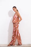 Maria la Paz Teresa Pant Style V25ML0234 in Rose Batik Linen;Printed Summer Linen Pant; 