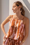 Maria la Paz Teresita Top Style V25ML0435 in Rose Batik Linen;Chic linen Summer Top; 