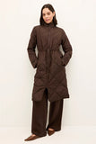 Marie Oliver Clothing Aiden Coat Style 844-125B-186 in Walnut; Brown Quilted Knee Length Coat;  Fall Coat