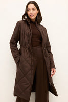 Marie Oliver Clothing Aiden Coat Style 844-125B-186 in Walnut; Brown Quilted Knee Length Coat;  Fall Coat