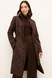 Marie Oliver Clothing Aiden Coat Style 844-125B-186 in Walnut; Brown Quilted Knee Length Coat;  Fall Coat