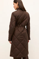 Marie Oliver Clothing Aiden Coat Style 844-125B-186 in Walnut; Brown Quilted Knee Length Coat;  Fall Coat