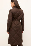 Marie Oliver Clothing Aiden Coat Style 844-125B-186 in Walnut; Brown Quilted Knee Length Coat;  Fall Coat
