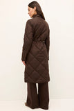 Marie Oliver Clothing Aiden Coat Style 844-125B-186 in Walnut; Brown Quilted Knee Length Coat;  Fall Coat