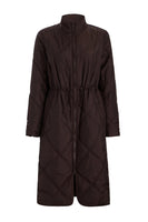 Marie Oliver Clothing Aiden Coat Style 844-125B-186 in Walnut; Brown Quilted Knee Length Coat;  Fall Coat
