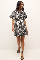 Marie Oliver Clothing Billie Dress Style 2B19-138-223C in Florette; Summer Floral Shirt Dress; Waist Adjustable Tropical Floral Summer Shirt Dress; Marie Oliver Dress