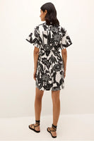 Marie Oliver Clothing Billie Dress Style 2B19-138-223C in Florette; Summer Floral Shirt Dress; Waist Adjustable Tropical Floral Summer Shirt Dress; Marie Oliver Dress