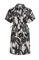 Marie Oliver Clothing Billie Dress Style 2B19-138-223C in Florette; Summer Floral Shirt Dress; Waist Adjustable Tropical Floral Summer Shirt Dress; Marie Oliver Dress