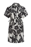 Marie Oliver Clothing Billie Dress Style 2B19-138-223C in Florette; Summer Floral Shirt Dress; Waist Adjustable Tropical Floral Summer Shirt Dress; Marie Oliver Dress