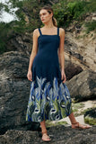 Marie Oliver Dixon Dress Style 2D18-245-206 in Heron, Heron Bird inspired Printed Midi Dress, Resort Dress, Take way Dress, Vacay Dress, Spring/Summer Midi Dress