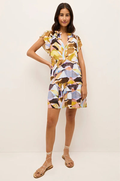 Marie Oliver Clothing Frida Dress Style 2X-68-214 StaGla Satined Glass; Multi Colored Tiered Mini Dress; Elevated Summer Mini Dress