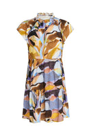 Marie Oliver Clothing Frida Dress Style 2X-68-214 StaGla Satined Glass; Multi Colored Tiered Mini Dress; Elevated Summer Mini Dress