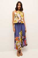 Marie Oliver Clothing Sasha Skirt Style 391-138-230B in Waterlily; Floral Summer Skirt; Flowy Summer Floral Midi Skirt
