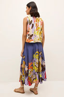 Marie Oliver Clothing Sasha Skirt Style 391-138-230B in Waterlily; Floral Summer Skirt; Flowy Summer Floral Midi Skirt