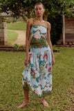 Marie Oliver Clothing Vicki Skirt Style 3V3-361-244D in Delphi; Tropical Placement printed spring/summer/resort midi skirt