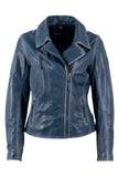 Mauritius Leather Christy RF in Americana Blue; Red Whit and Blue Stars leather jacket; 