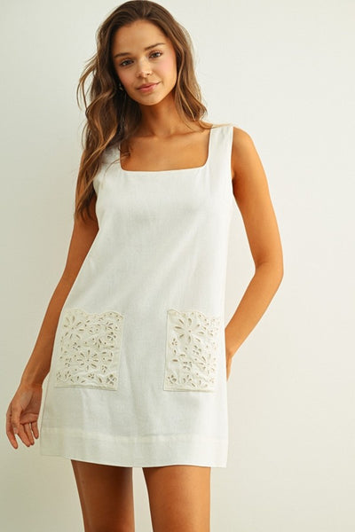 Square Neck Linen Dress – bfree boutique Square Neck Linen Dress – bfree boutique