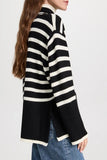 Moon River Clothing STRIPE TURTLE NECK SWEATER Style MR8217 in black; Turtle Neck Sweater;Winter Turtle Neck Sweater;Striped Turtle Neck Sweater