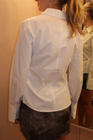 NIA the Brand Alara Shirt Style NT-2137 in White; Darted Sides with accenties poplin button down top; Office Chic