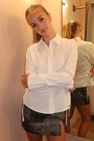 NIA the Brand Alara Shirt Style NT-2137 in White; Darted Sides with accenties poplin button down top; Office Chic