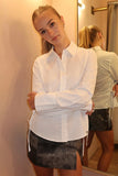 NIA the Brand Alara Shirt Style NT-2137 in White; Darted Sides with accenties poplin button down top; Office Chic
