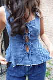 NIA the Brand Calliope Top style NT-2150 in Navy Gingham; 