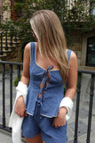 NIA the Brand Calliope Top style NT-2150 in Navy Gingham; 