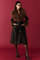 NIA the Brand Orla Jacket Style NJ-2083 ESP in Espresso Brown;Faux Leather Faux Fur accent Coat; 