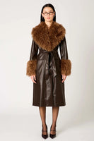 NIA the Brand Orla Jacket Style NJ-2083 ESP in Espresso Brown;Faux Leather Faux Fur accent Coat; 