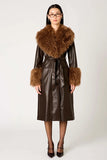 NIA the Brand Orla Jacket Style NJ-2083 ESP in Espresso Brown;Faux Leather Faux Fur accent Coat; 